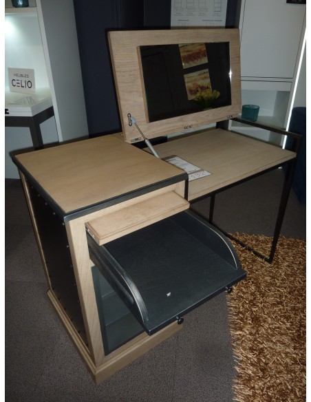 ZAGAS - Bureau chêne avec plateau ouvrant et tiroir coulissant (EXPO)