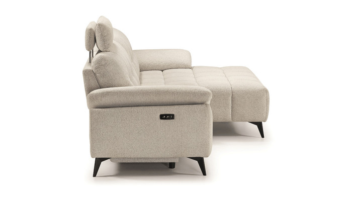 LANZA - Canapé chaise longue, assise coulissante électrique  