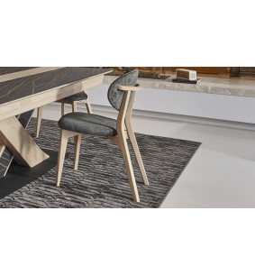 THALÈS - Chaise dos tapissé, poignée chêne 