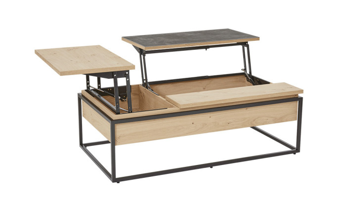 DESK - Bureau relevable dessus céramique sur verre  