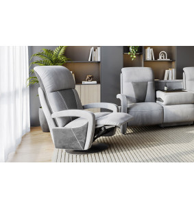 Relaxation - Fauteuil pivotant relaxation électrique 2 moteurs, pied bois 