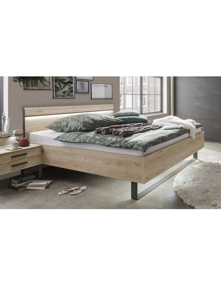 Liège - Lit pour couchage 140x190 pieds luge avec éclairage 