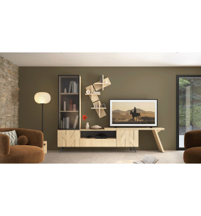 CANOPEE - Meuble TV 2 portes battantes + 1 tiroir  