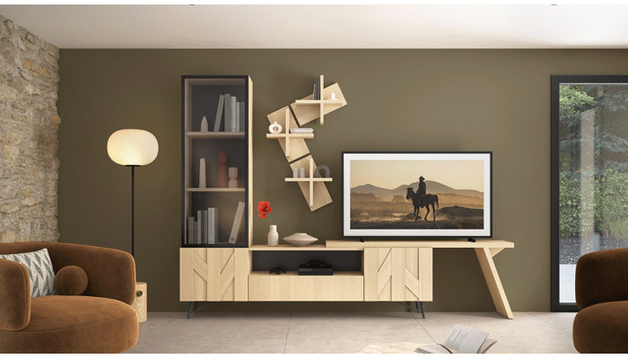CANOPEE - Meuble TV 2 portes battantes + 1 tiroir  