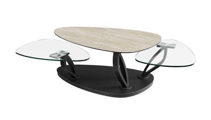 NOLIAS - Table basse plateaux pivotant avec roulettes  
