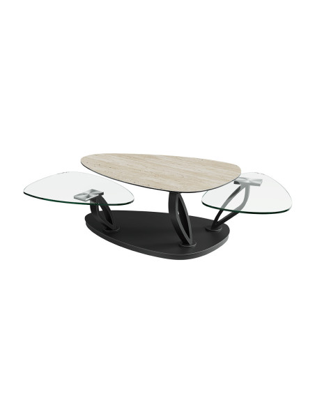 NOLIAS - Table basse plateaux pivotant avec roulettes  