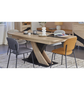 ARCHIPEL - Table pied central 1 allonge centrale papillon de 60 cm  