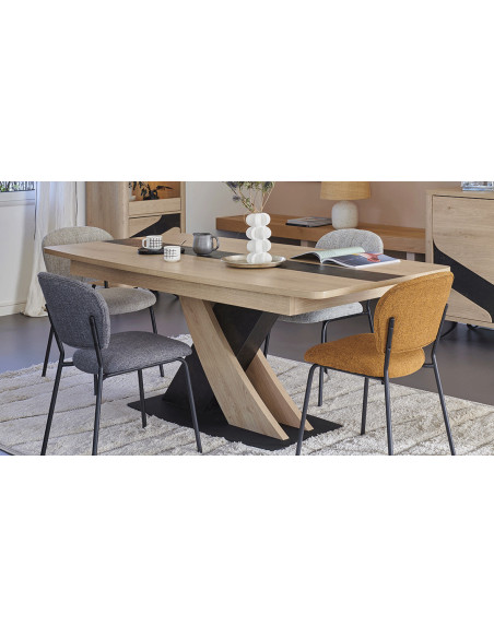 ARCHIPEL - Table pied central 1 allonge centrale papillon de 60 cm  