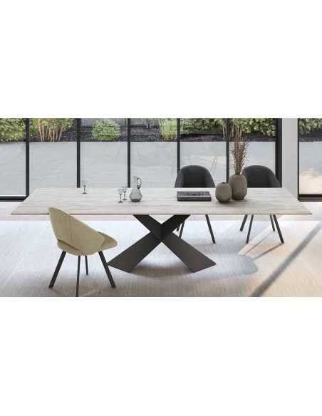 CANOPEE - Table pied papillon céramique travertin  