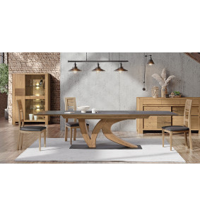 GALEAC - Table de repas pied central avec une allonge L200   2