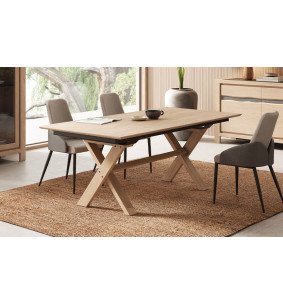 Nature - Table rectangulaire pieds en X extensible  2