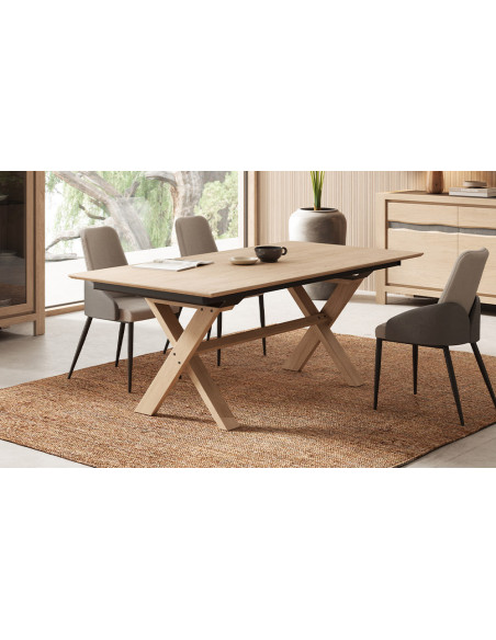 Nature - Table rectangulaire pieds en X extensible 