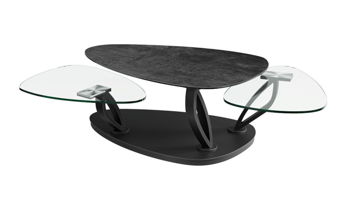 NOLIAS - Table basse plateaux pivotant avec roulettes  