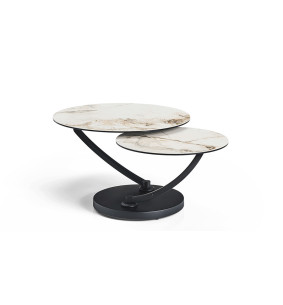 MAGMA  - Table basse double plateau céramique pivotant  