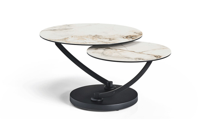 MAGMA  - Table basse double plateau céramique pivotant  