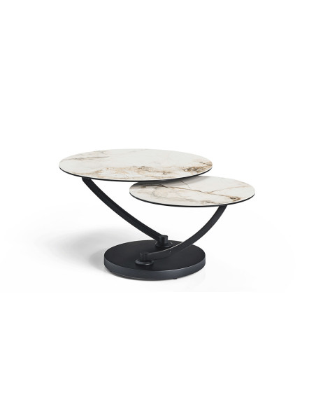 MAGMA  - Table basse double plateau céramique pivotant  