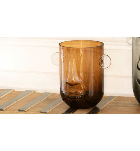Vase visage marron h20 