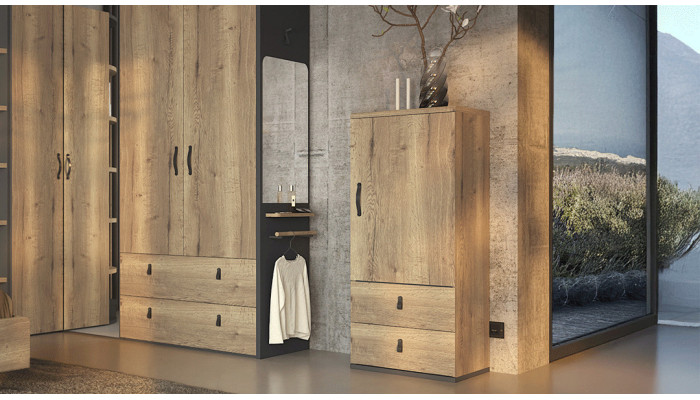 OPERA - Chiffonnier 1 porte 2 tiroirs (Porte reversible)  