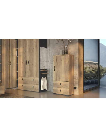 OPERA - Chiffonnier 1 porte 2 tiroirs (Porte reversible)  