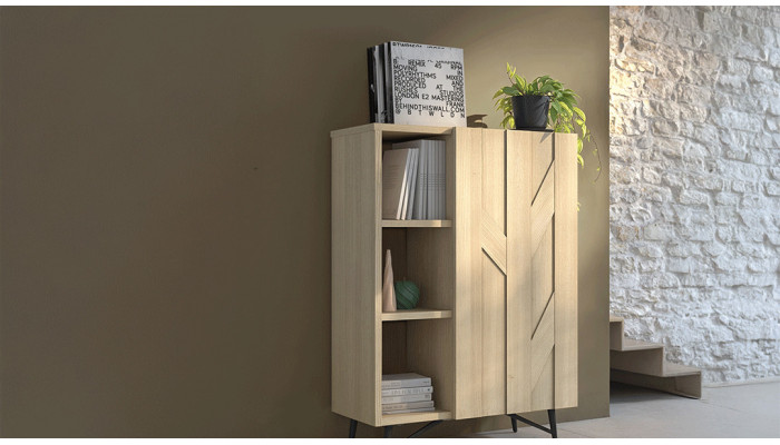 CANOPEE - Meuble 1 porte battante 3 niches  