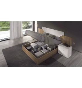 SALSA - Lit pour couchage 140x190, 2 chevets 2 tiroirs 1 niche    2