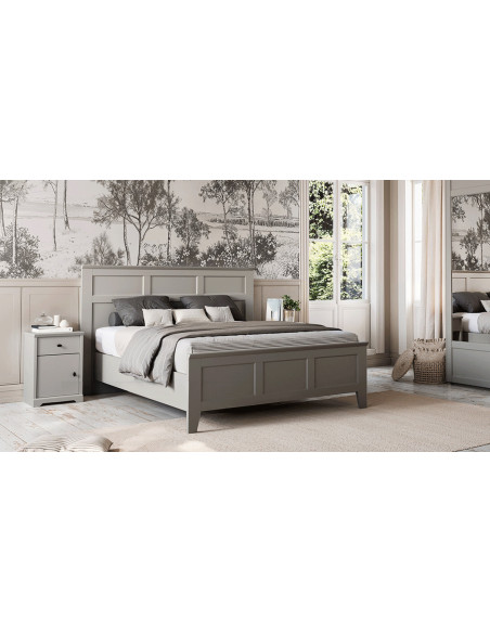 BEAUMONT - Lit tiroir pour couchage 140x190, tête de lit rangement  