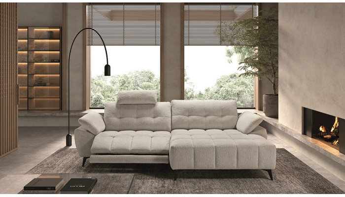 LANZA - Canapé chaise longue, assise coulissante électrique  