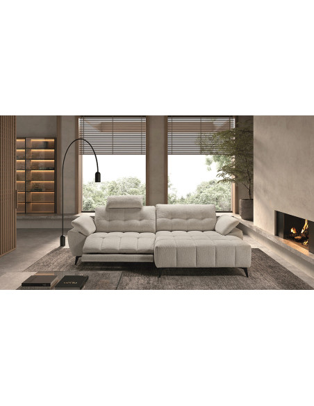 LANZA - Canapé chaise longue, assise coulissante électrique  