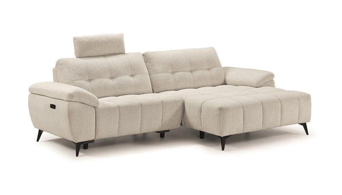 LANZA - Canapé chaise longue, assise coulissante électrique  