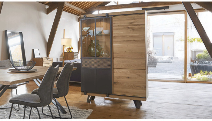 FUSION - Vitrine 1 porte coulissante avec éclairage  