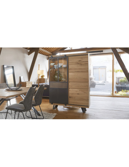 FUSION - Vitrine 1 porte coulissante avec éclairage  