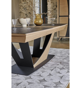OMEGA - Table tonneau, plateau céramique 3 allonges     2