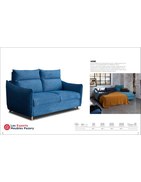 ANNIE - Canapé convertible 2 places 120 cm, 3 places 140 ou 160 cm (EXPO)