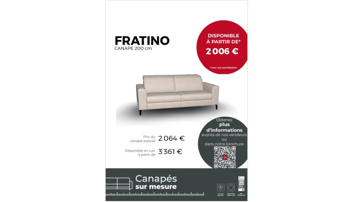 FRATINO - Canapé 3 places 200 cm (EXPO)